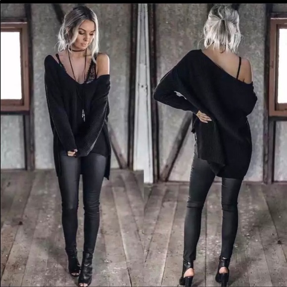 Sweaters - LOOSE KNIT OFF THE SHOULDER SWEATER